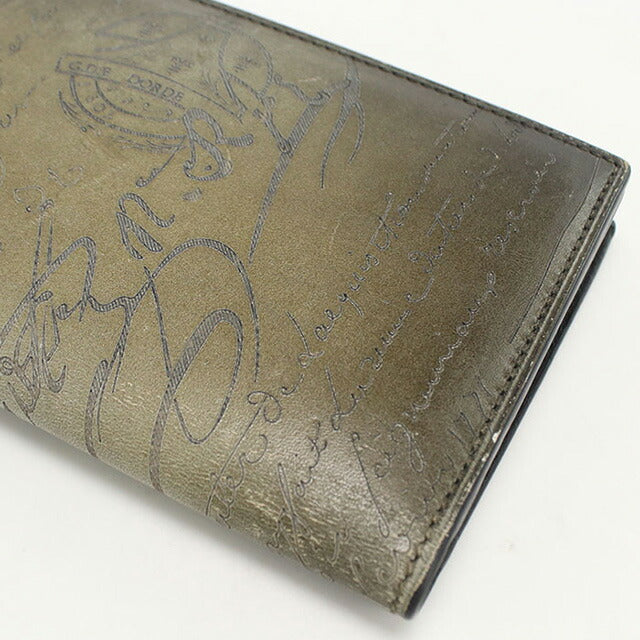 中古 ベルルッティ 長財布二折 メンズ ブランド BERLUTI サンタル フラップロングウォレット カーキ 財布 USDBER101080011