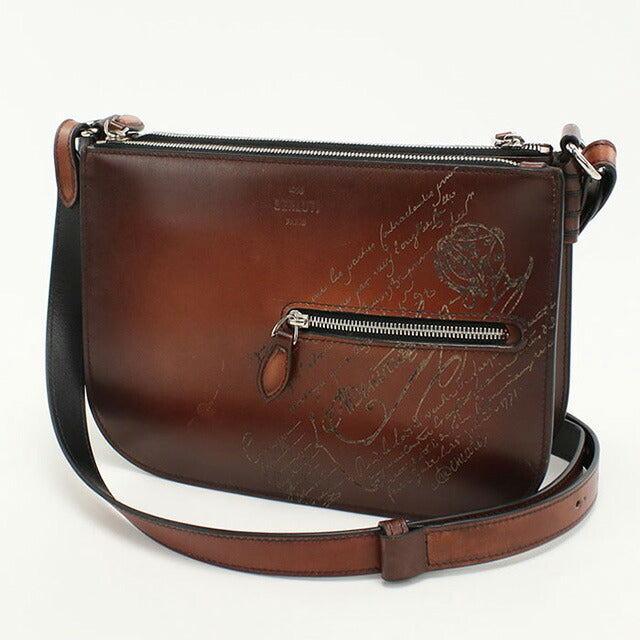 中古 ベルルッティ ショルダーバッグ メンズ ブランド BERLUTI カリグラフィ シエナ メッセンジャーバッグ レザー ブラウン バッグ USDBER101949011