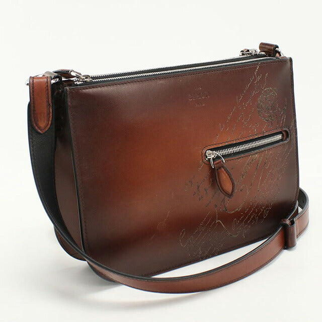 中古 ベルルッティ ショルダーバッグ メンズ ブランド BERLUTI カリグラフィ シエナ メッセンジャーバッグ レザー ブラウン バッグ USDBER101949011