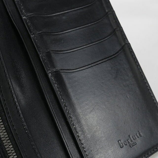 中古 ベルルッティ 長財布二折 メンズ ブランド BERLUTI カリグラフィ サンタル フラップ ロングウォレット ブラック 財布 USDBER102831011