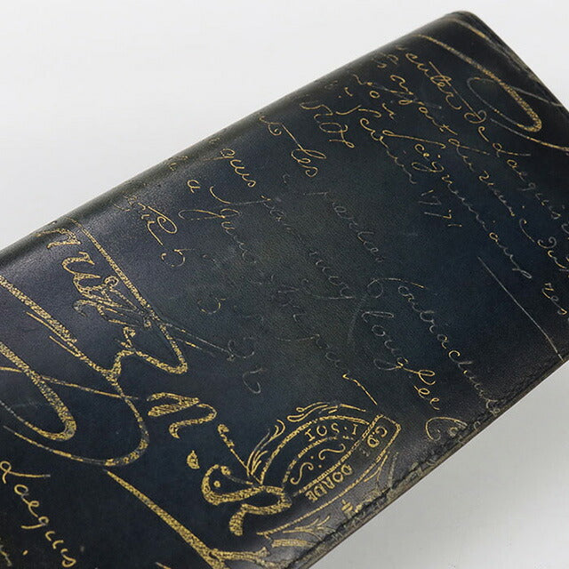 中古 ベルルッティ 長財布二折 メンズ ブランド BERLUTI カリグラフィ サンタル フラップ ロングウォレット ブラック 財布 USDBER102831011