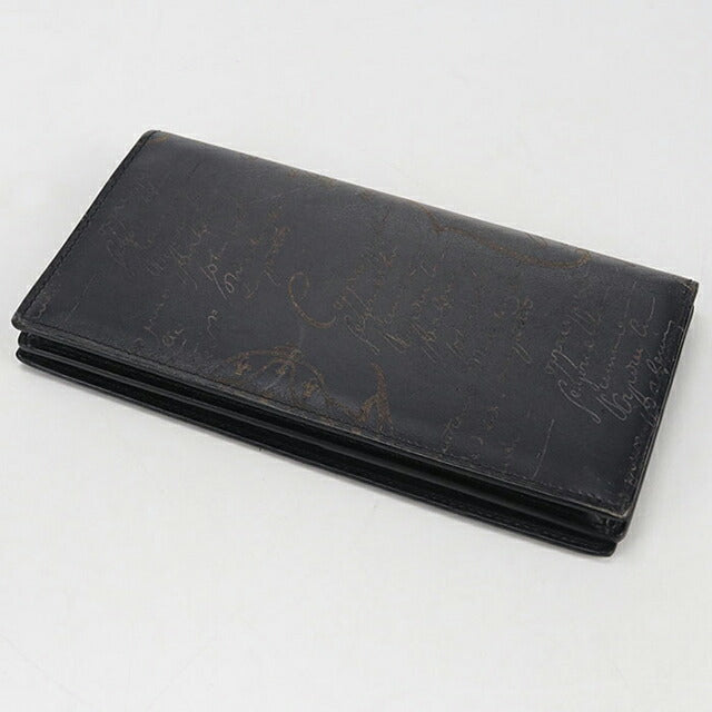 中古 ベルルッティ 長財布二折 メンズ ブランド BERLUTI サンタル フラップ ロングウォレット ブラック 財布 USDBER107831011