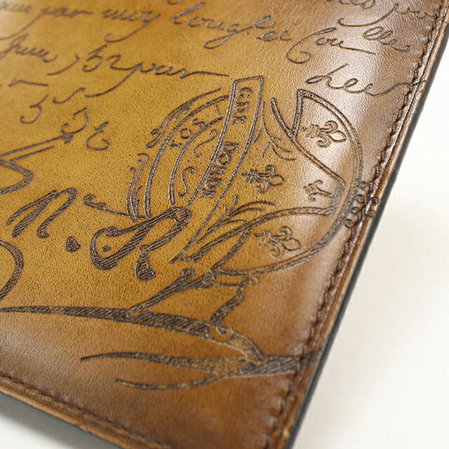 中古 ベルルッティ 二つ折り財布 二折財布 メンズ ブランド BERLUTI カリグラフィ ブラウン USDBER112961011