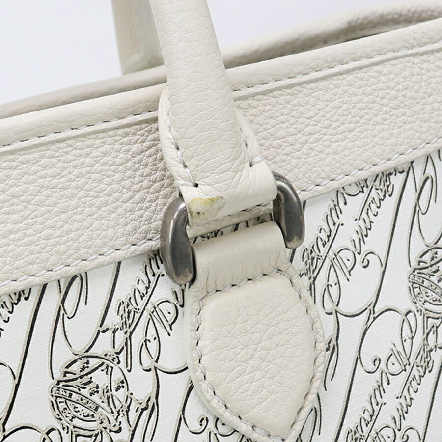 中古 ベルルッティ トートバッグ メンズ ブランド BERLUTI トワル・マルブフ トゥジュール XS ホワイト バッグ USDBER96786011