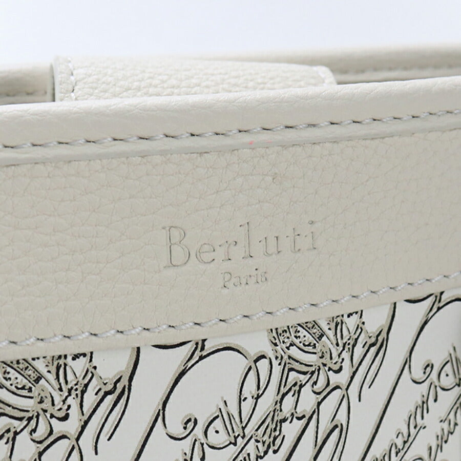 中古 ベルルッティ トートバッグ メンズ ブランド BERLUTI トワル・マルブフ トゥジュール XS ホワイト バッグ USDBER96786011