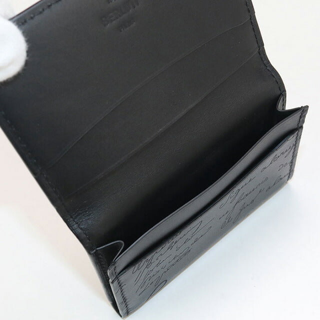 中古 ベルルッティ 名刺入れ メンズ ブランド BERLUTI スクリットレザー インブイア カードホルダー レザー ブラック 小物 USDBER99139011