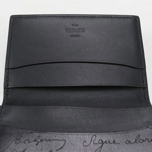 中古 ベルルッティ 名刺入れ メンズ ブランド BERLUTI スクリットレザー インブイア カードホルダー レザー ブラック 小物 USDBER99139011