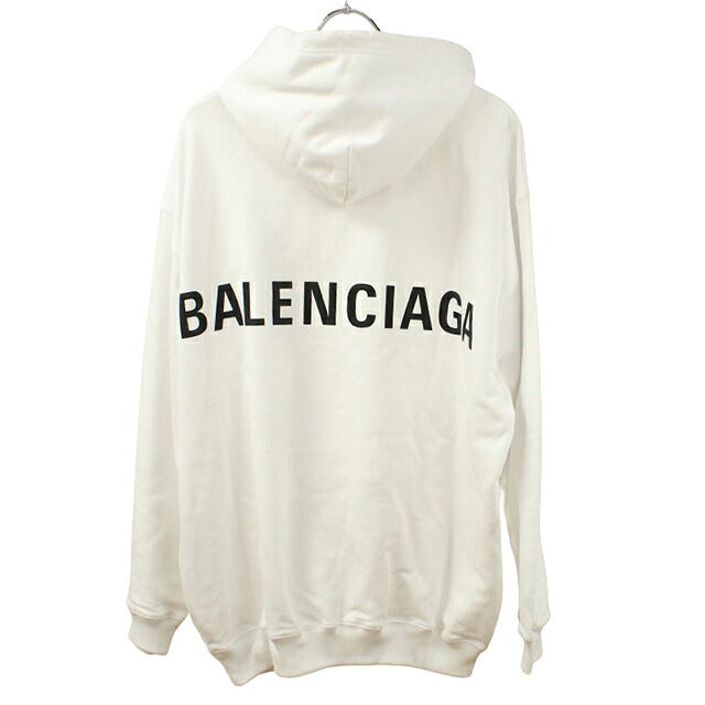 中古 バレンシアガ パーカー メンズ ブランド BALENCIAGA バックロゴ フーディー 556143 ホワイト USDBG103655011