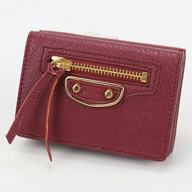 中古 バレンシアガ 三折財布 レディース ブランド BALENCIAGA エッジシティ 三つ折りウォレット 470059 ワインレッド 財布 USDBG104429011