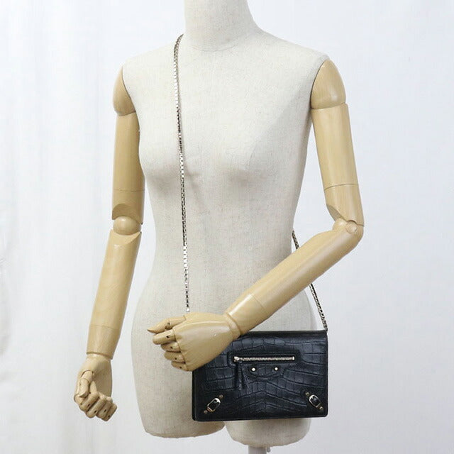 中古 バレンシアガ チェーンウォレット レディース ブランド BALENCIAGA レザー 444168 ブラック 財布 USDBG97423011