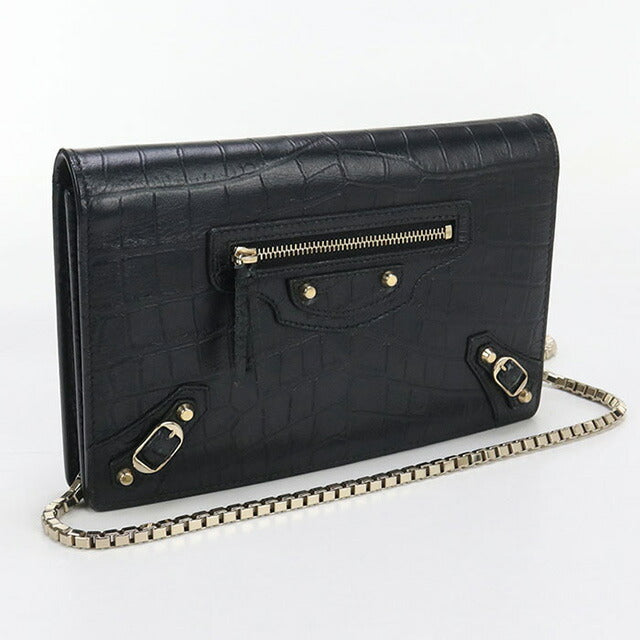 中古 バレンシアガ チェーンウォレット レディース ブランド BALENCIAGA レザー 444168 ブラック 財布 USDBG97423011