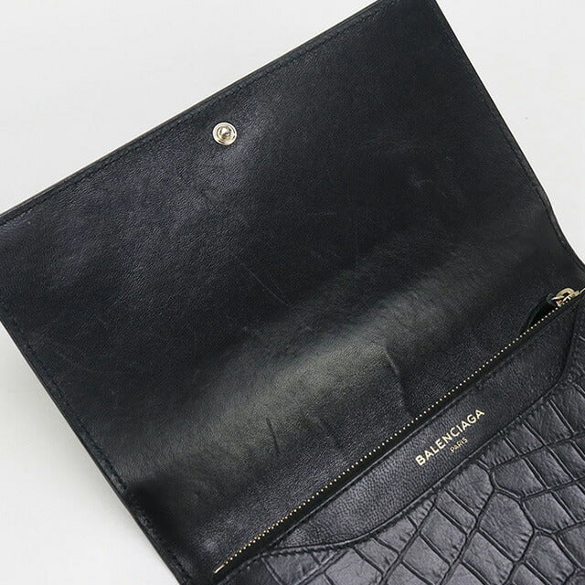 中古 バレンシアガ チェーンウォレット レディース ブランド BALENCIAGA レザー 444168 ブラック 財布 USDBG97423011