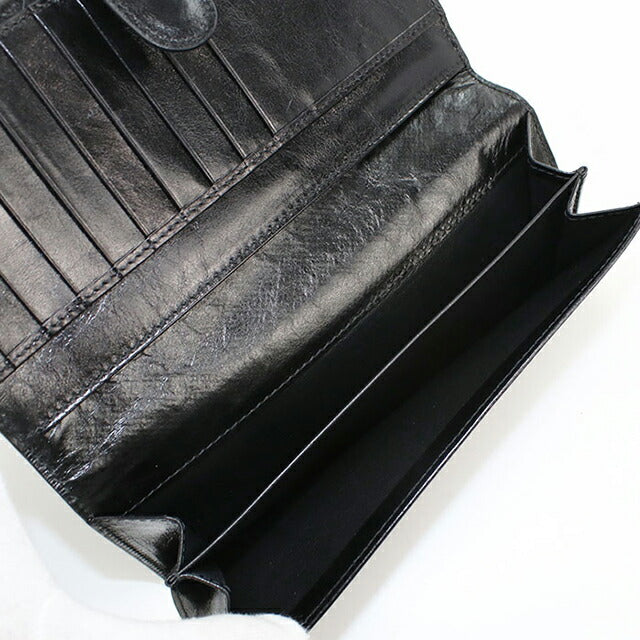 中古 ボッテガヴェネタ 長財布二折 レディース ブランド BOTTEGA VENETA イントレチャート Wホック レザー 134075 V5281 1000 ブラック USDBO103591011