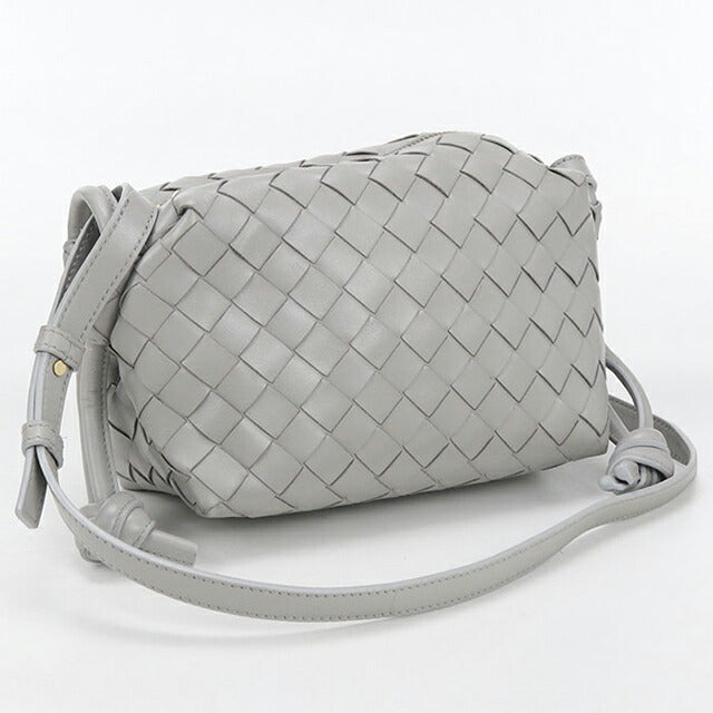 中古 ボッテガヴェネタ ショルダーバッグ レディース ブランド BOTTEGA VENETA イントレチャート レザー グレー バッグ USDBO105214011