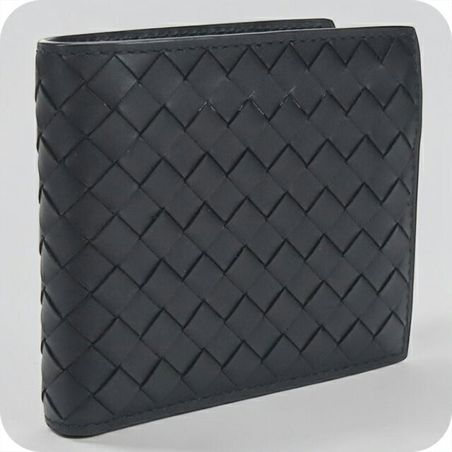 中古 ボッテガ・ヴェネタ 二つ折り財布 二折財布 メンズ ブランド BOTTEGA VENETA イントレチャート ブラック 財布 USDBO108202011