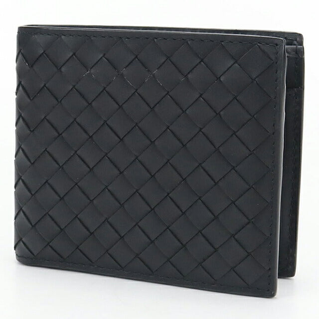 中古 ボッテガ・ヴェネタ 二つ折り財布 二折財布 メンズ ブランド BOTTEGA VENETA イントレチャート ブラック 財布 USDBO108202011