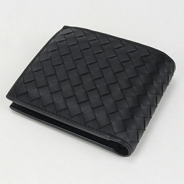 中古 ボッテガ・ヴェネタ 二つ折り財布 二折財布 メンズ ブランド BOTTEGA VENETA イントレチャート ブラック 財布 USDBO108202011