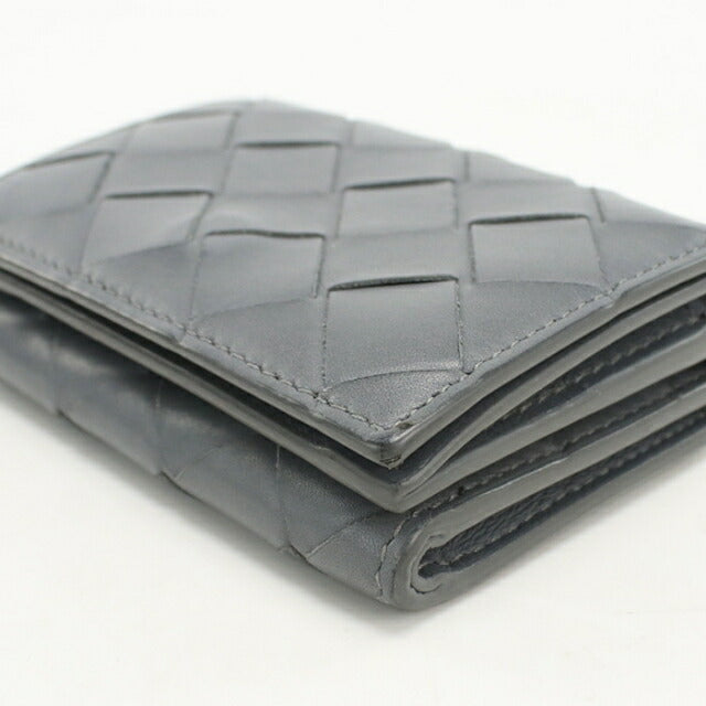 Used Bottega Veneta Trifold Wallet Trifold Wallet Unisex Brand BOTTEGA VENETA Intrecciato Leather Gray USDBO111719011