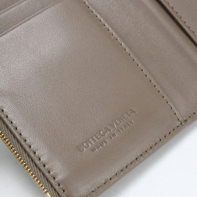中古 ボッテガ・ヴェネタ 三つ折り財布 三折財布 レディース ブランド BOTTEGA VENETA カセット ファスナーウォレット 814686 ブラウン USDBO113993011