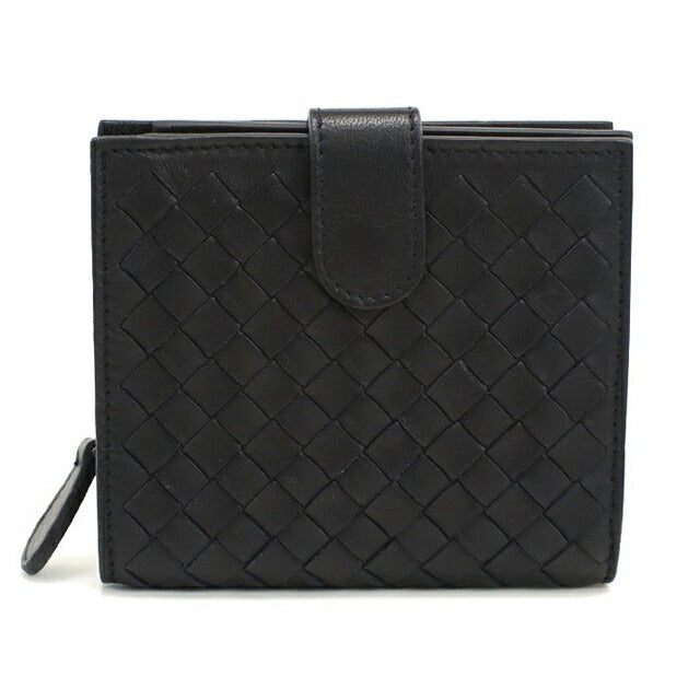 中古 ボッテガ・ヴェネタ 二つ折り財布 二折財布 メンズ ブランド BOTTEGA VENETA イントレチャート 121059 ブラック USDBO114714011