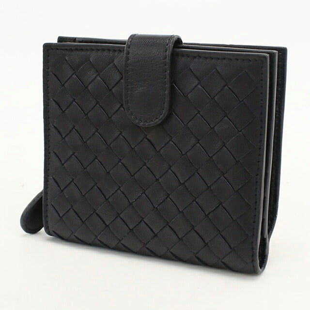 中古 ボッテガ・ヴェネタ 二つ折り財布 二折財布 メンズ ブランド BOTTEGA VENETA イントレチャート 121059 ブラック USDBO114714011