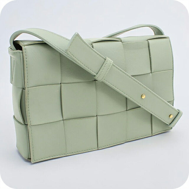 中古 ボッテガ・ヴェネタ 斜め掛け ショルダーバッグ レディース ブランド BOTTEGA VENETA マキシイントレチャート レザー グリーン USDBO114910011