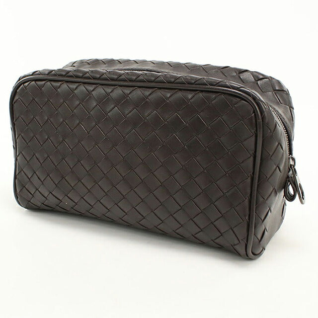 中古 ボッテガ・ヴェネタ ポーチ ユニセックス ブランド BOTTEGA VENETA イントレチャート レザー ブラウン USDBO116519011