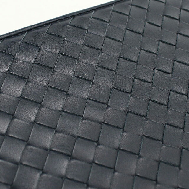 中古 ボッテガ・ヴェネタ 長財布ラウンドファスナー メンズ ブランド BOTTEGA VENETA イントレチャート レザー ネイビー USDBO117639011