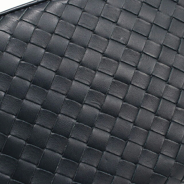 中古 ボッテガ・ヴェネタ 長財布ラウンドファスナー メンズ ブランド BOTTEGA VENETA イントレチャート レザー ネイビー USDBO117639011
