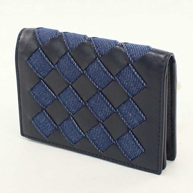 中古 ボッテガ・ヴェネタ 名刺入れ ユニセックス ブランド BOTTEGA VENETA イントレチャート ビジネスカードケース レザー ブラック USDBO118015011