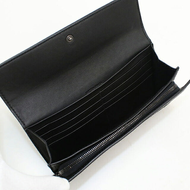 Used Bottega Veneta Long Wallet Bifold Unisex Brand BOTTEGA VENETA Intrecciato Large Flap Wallet Black USDBO118366011