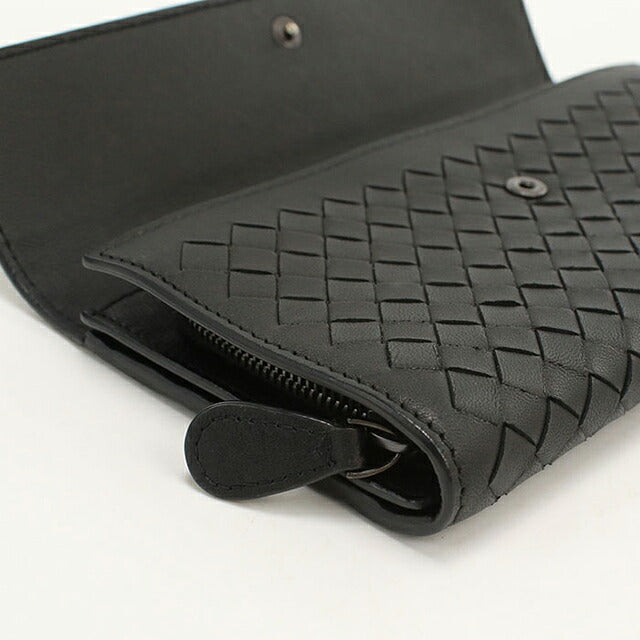 Used Bottega Veneta Long Wallet Bifold Unisex Brand BOTTEGA VENETA Intrecciato Large Flap Wallet Black USDBO118366011