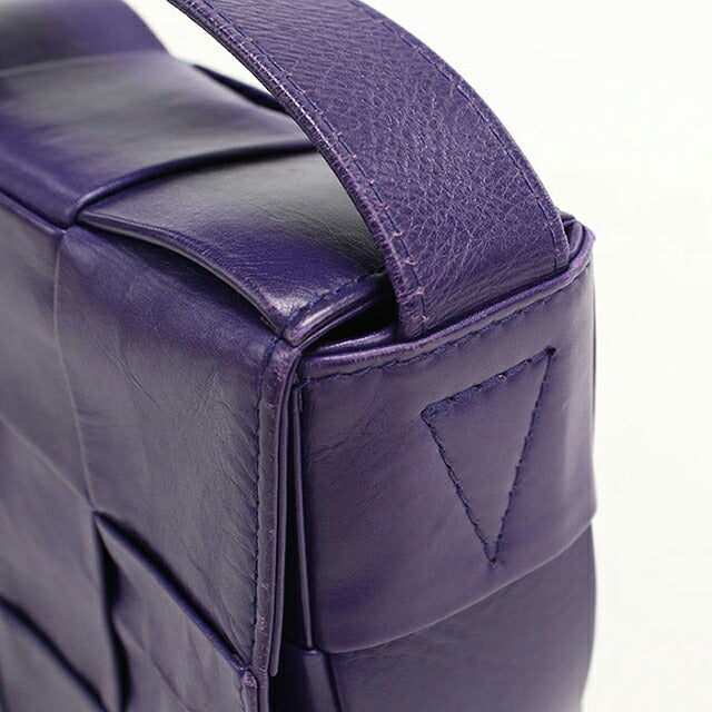 中古 ボッテガ・ヴェネタ 斜め掛け ショルダーバッグ ユニセックス ブランド BOTTEGA VENETA カセット レザー パープル USDBO119225011