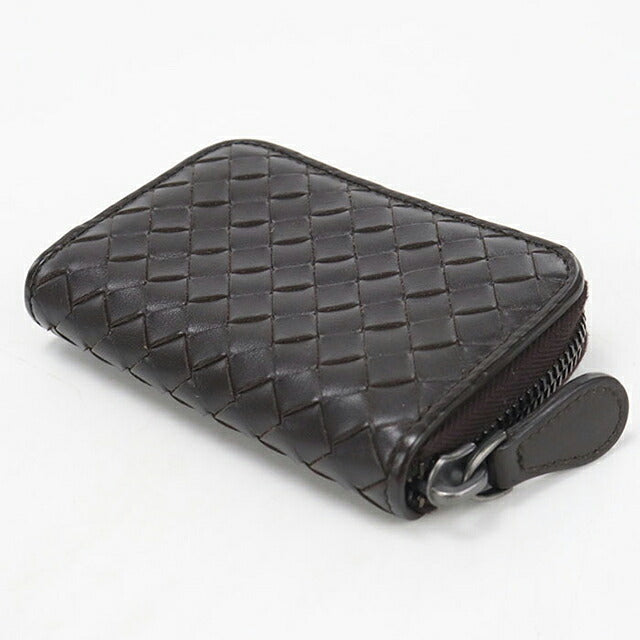 中古 ボッテガ・ヴェネタ 小銭入れ ユニセックス ブランド BOTTEGA VENETA イントレチャート ジップコインケース ブラウン USDBO120169011