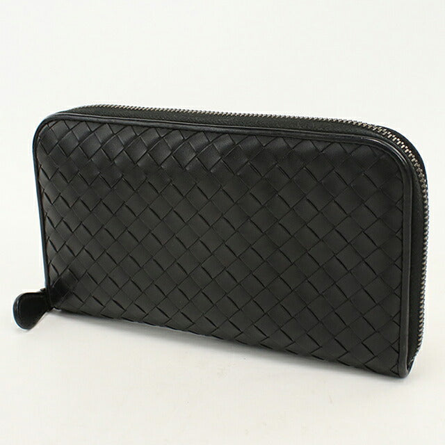 二手 Bottega Veneta 长钱包 圆形拉链 男士品牌 BOTTEGA VENETA Intrecciato 114076 黑色 USDBO120518011