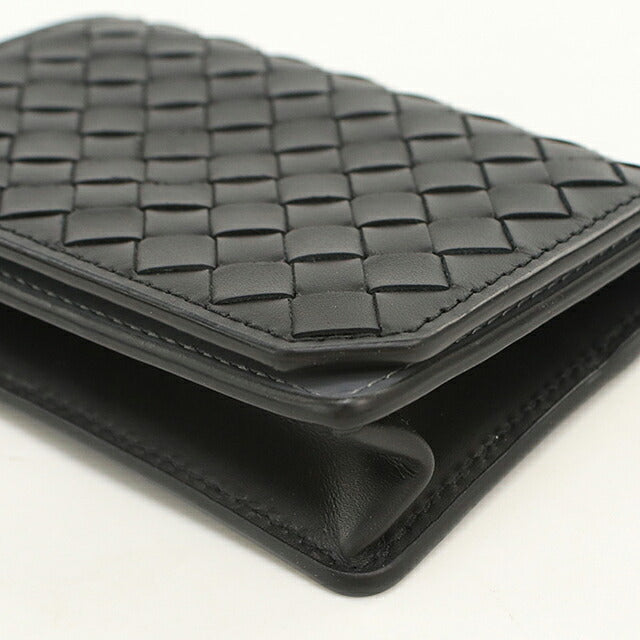 中古 ボッテガ・ヴェネタ 名刺入れ メンズ ブランド BOTTEGA VENETA イントレチャート ピッコロ カードケース ブラック USDBO120569011