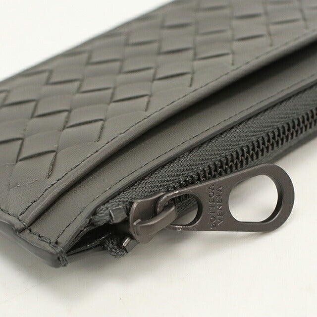 中古 ボッテガ・ヴェネタ 小銭入れ メンズ ブランド BOTTEGA VENETA イントレチャート フラグメントケース レザー 566430 グレー USDBO120571011