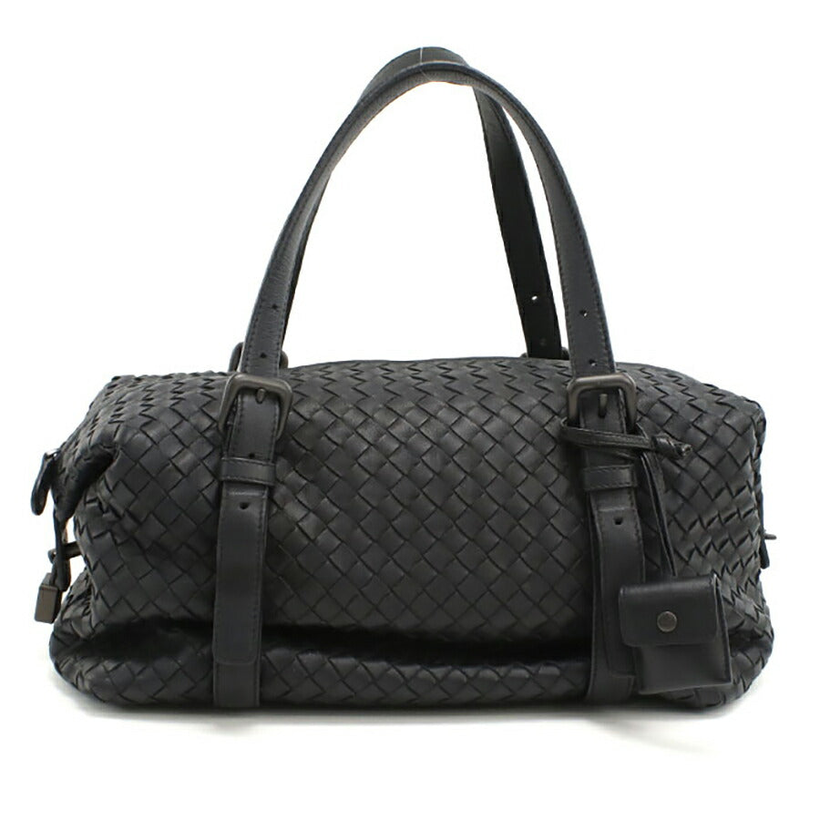 中古 ボッテガヴェネタ ミニボストン レディース ブランド BOTTEGA VENETA イントレチャート レザー ブラック バッグ USDBO94029011
