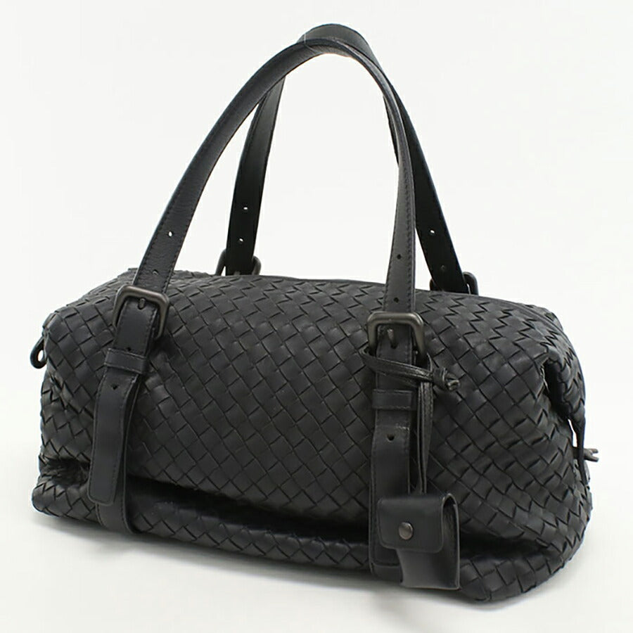 中古 ボッテガヴェネタ ミニボストン レディース ブランド BOTTEGA VENETA イントレチャート レザー ブラック バッグ USDBO94029011