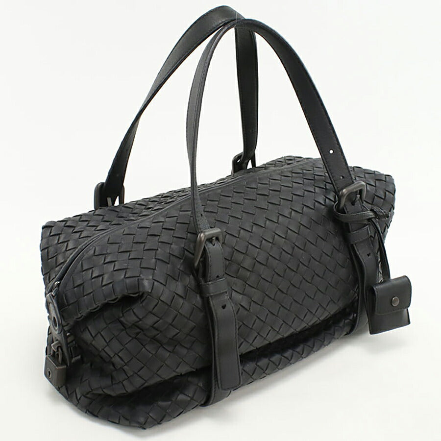 中古 ボッテガヴェネタ ミニボストン レディース ブランド BOTTEGA VENETA イントレチャート レザー ブラック バッグ USDBO94029011