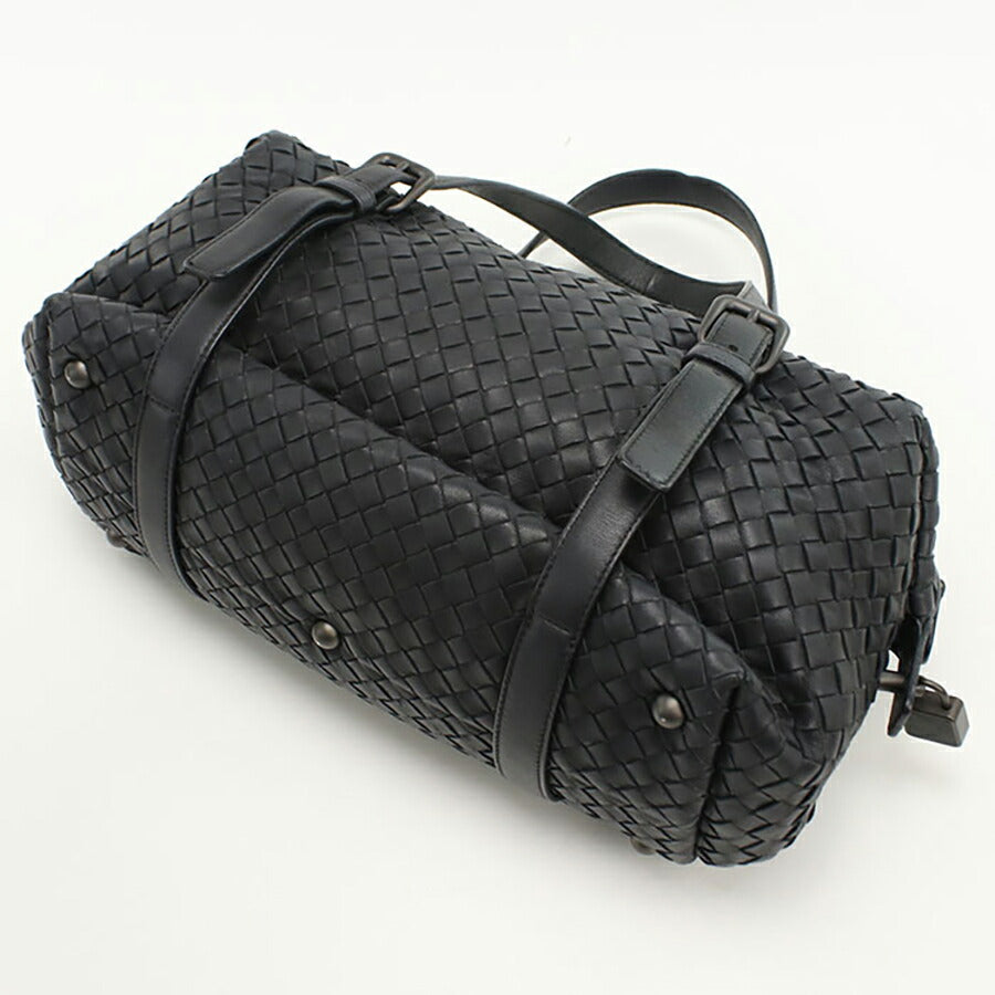 中古 ボッテガヴェネタ ミニボストン レディース ブランド BOTTEGA VENETA イントレチャート レザー ブラック バッグ USDBO94029011