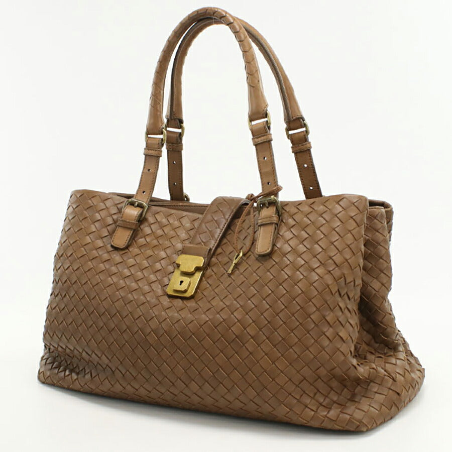 中古 ボッテガヴェネタ トートバッグ レディース ブランド BOTTEGA VENETA イントレチャート ローマバッグ レザー 171265 ブラウン バッグ USDBO95212011