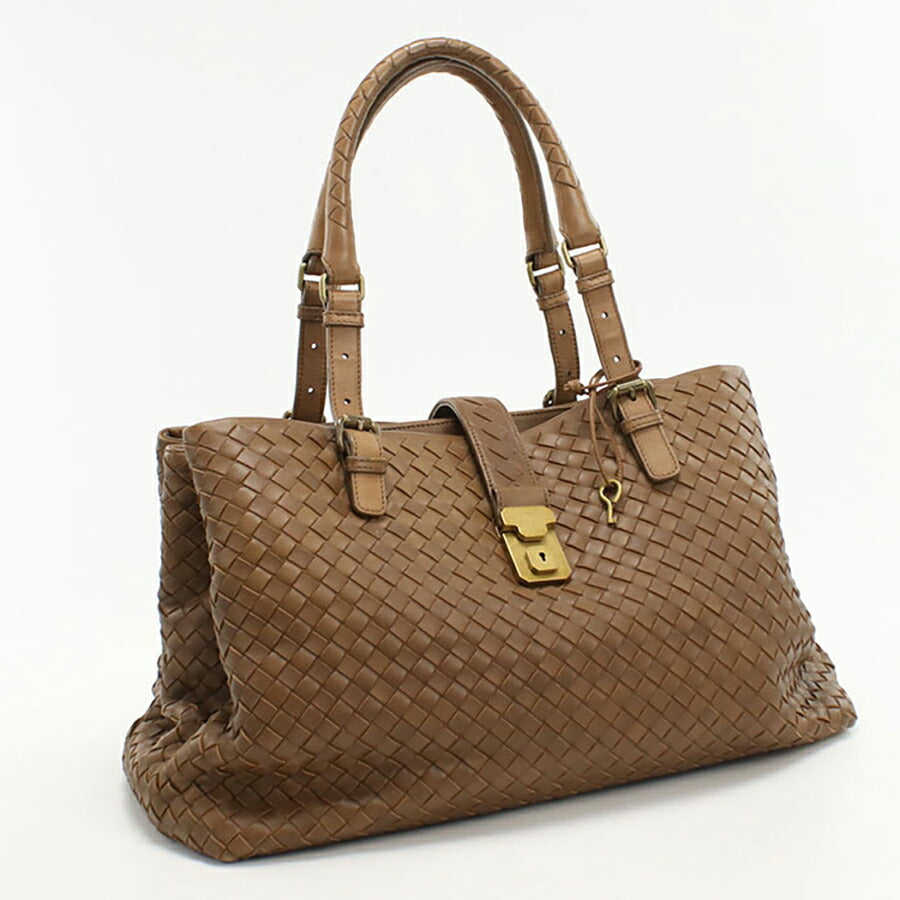 中古 ボッテガヴェネタ トートバッグ レディース ブランド BOTTEGA VENETA イントレチャート ローマバッグ レザー 171265 ブラウン バッグ USDBO95212011