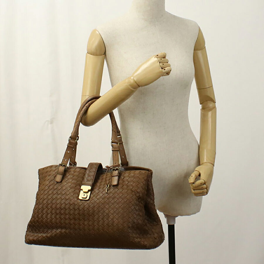 中古 ボッテガヴェネタ トートバッグ レディース ブランド BOTTEGA VENETA イントレチャート ローマバッグ レザー 171265 ブラウン バッグ USDBO95212011