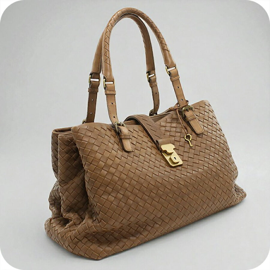 中古 ボッテガヴェネタ トートバッグ レディース ブランド BOTTEGA VENETA イントレチャート ローマバッグ レザー 171265 ブラウン バッグ USDBO95212011