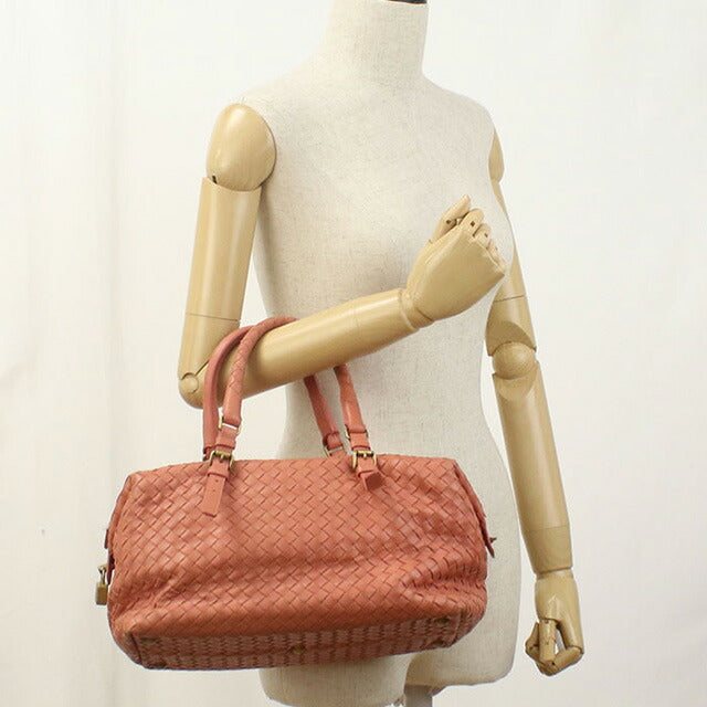 中古 ボッテガヴェネタ ミニボストン レディース ブランド BOTTEGA VENETA イントレチャート レザー 173398 V00A2 6810 ピンク バッグ USDBO96705011