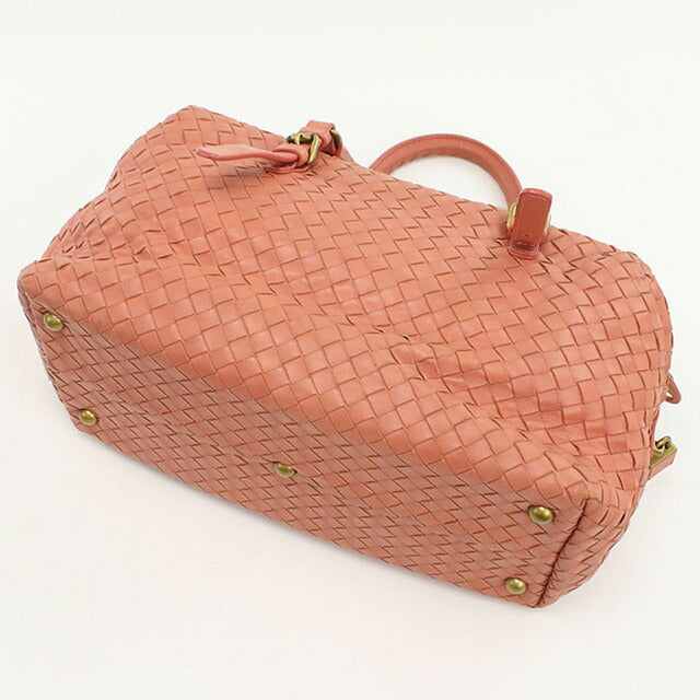 中古 ボッテガヴェネタ ミニボストン レディース ブランド BOTTEGA VENETA イントレチャート レザー 173398 V00A2 6810 ピンク バッグ USDBO96705011