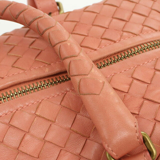 中古 ボッテガヴェネタ ミニボストン レディース ブランド BOTTEGA VENETA イントレチャート レザー 173398 V00A2 6810 ピンク バッグ USDBO96705011