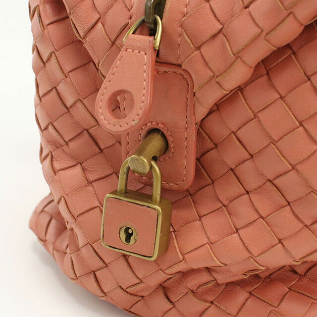 中古 ボッテガヴェネタ ミニボストン レディース ブランド BOTTEGA VENETA イントレチャート レザー 173398 V00A2 6810 ピンク バッグ USDBO96705011
