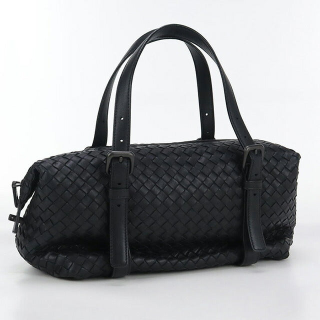 中古 ボッテガヴェネタ ミニボストン レディース ブランド BOTTEGA VENETA イントレチャート レザー ブラック バッグ USDBO96707011